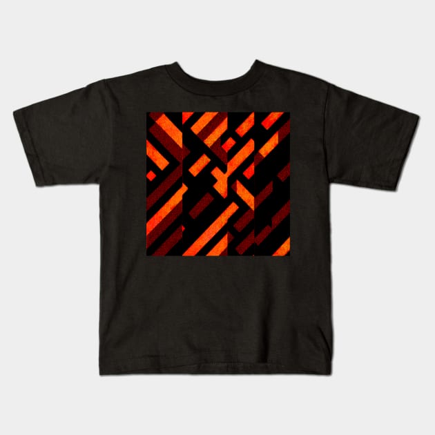 Cyberpunk red black military camo pattern Kids T-Shirt by SJG-digital